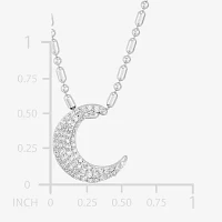 Womens 1/4 CT. T.W. Natural White Diamond Sterling Silver Moon Pendant Necklace