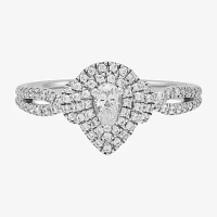 Womens CT. T.W. Natural White Diamond 14K Gold Pear Engagement Ring