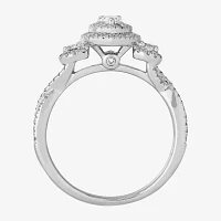 Womens 3/4 CT. T.W. Natural White Diamond 14K White Gold Pear Engagement Ring