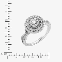 Womens /2 CT. T.W. Natural White Diamond 10K White Gold Engagement Ring