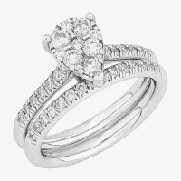 Womens CT. T.W. Natural White Diamond 10K White Gold Bridal Set