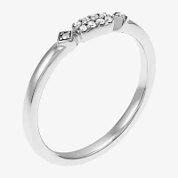 2MM Diamond Accent Natural White Diamond 10K White Gold Band