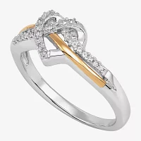 Womens 1/10 CT. T.W. Natural White Diamond 14K Gold Sterling Silver Knot Cocktail Ring