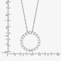 Womens Diamond Accent Natural White Diamond Sterling Silver Circle Pendant Necklace