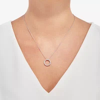 Womens Diamond Accent Natural White Diamond Sterling Silver Circle Pendant Necklace