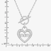 "Mom" Womens 1/7 CT. T.W. Natural White Diamond Sterling Silver Heart Pendant Necklace