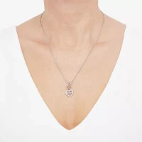 "Mom" Womens 1/7 CT. T.W. Natural White Diamond Sterling Silver Heart Pendant Necklace