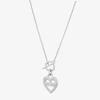 "Mom" Womens 1/7 CT. T.W. Natural White Diamond Sterling Silver Heart Pendant Necklace