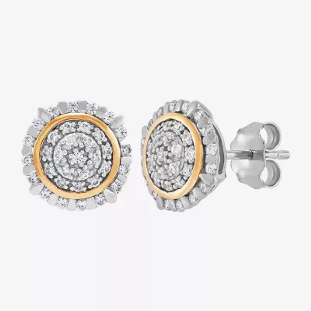 1/4 CT. T.W. Natural White Diamond 10K Gold Sterling Silver 8.7mm Stud Earrings