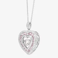 Womens Lab Created Red Ruby Sterling Silver Heart Pendant Necklace