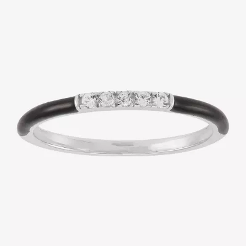 Lab Created White Sapphire 14K Gold Over Silver Band