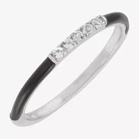 Lab Created White Sapphire 14K Gold Over Silver Band