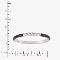 Lab Created White Sapphire 14K Gold Over Silver Band