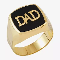 "Dad" Mens Genuine Black Onyx 14K Gold Fashion Ring