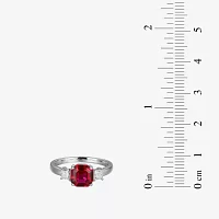 Womens Lab Created Red Ruby Sterling Silver Cocktail Ring