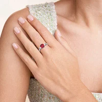 Womens Lab Created Red Ruby Sterling Silver Cocktail Ring