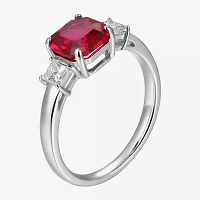 Womens Lab Created Red Ruby Sterling Silver Cocktail Ring
