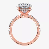 (G-H / Si1-Si2) Womens 5 1/2 CT. T.W. Lab Grown White Diamond 14K Gold Oval Side Stone Engagement Ring