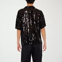 Forever 21 Mens Short Sleeve Button-Down Sequin Shirt