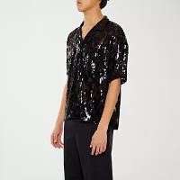 Forever 21 Mens Short Sleeve Button-Down Sequin Shirt