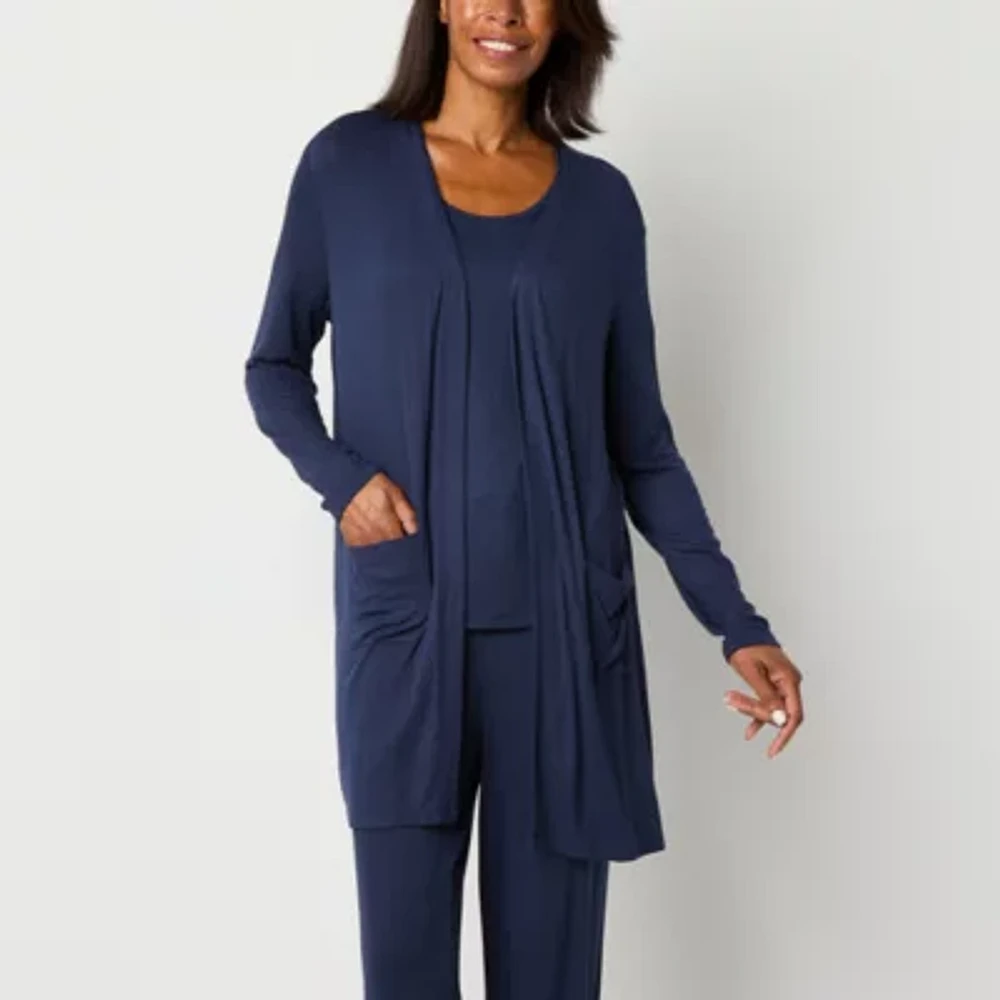 Liz Claiborne Cardigan Womens Plus Long Sleeve Pajama Top