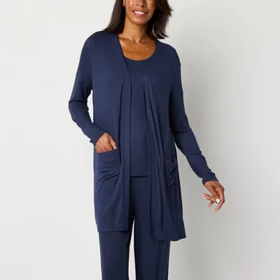 Liz Claiborne Cardigan Womens Plus Long Sleeve Pajama Top