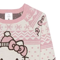 Little & Big Girls Crew Neck Long Sleeve Hello Kitty Pullover Sweater