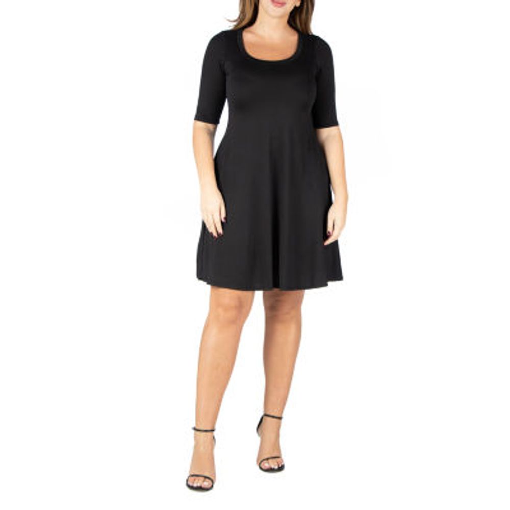 24seven Comfort Apparel Short Sleeve A-Line Dress Plus