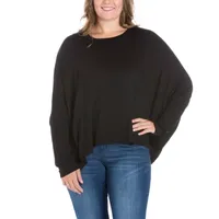 24seven Comfort Apparel Plus Womens Round Neck Long Sleeve Tunic Top