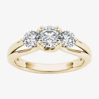 Love Lives Forever Womens 1 CT. T.W. Natural White Diamond 14K Gold Round 3-Stone Engagement Ring