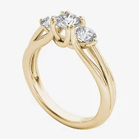 Love Lives Forever Womens 1 CT. T.W. Natural White Diamond 14K Gold Round 3-Stone Engagement Ring