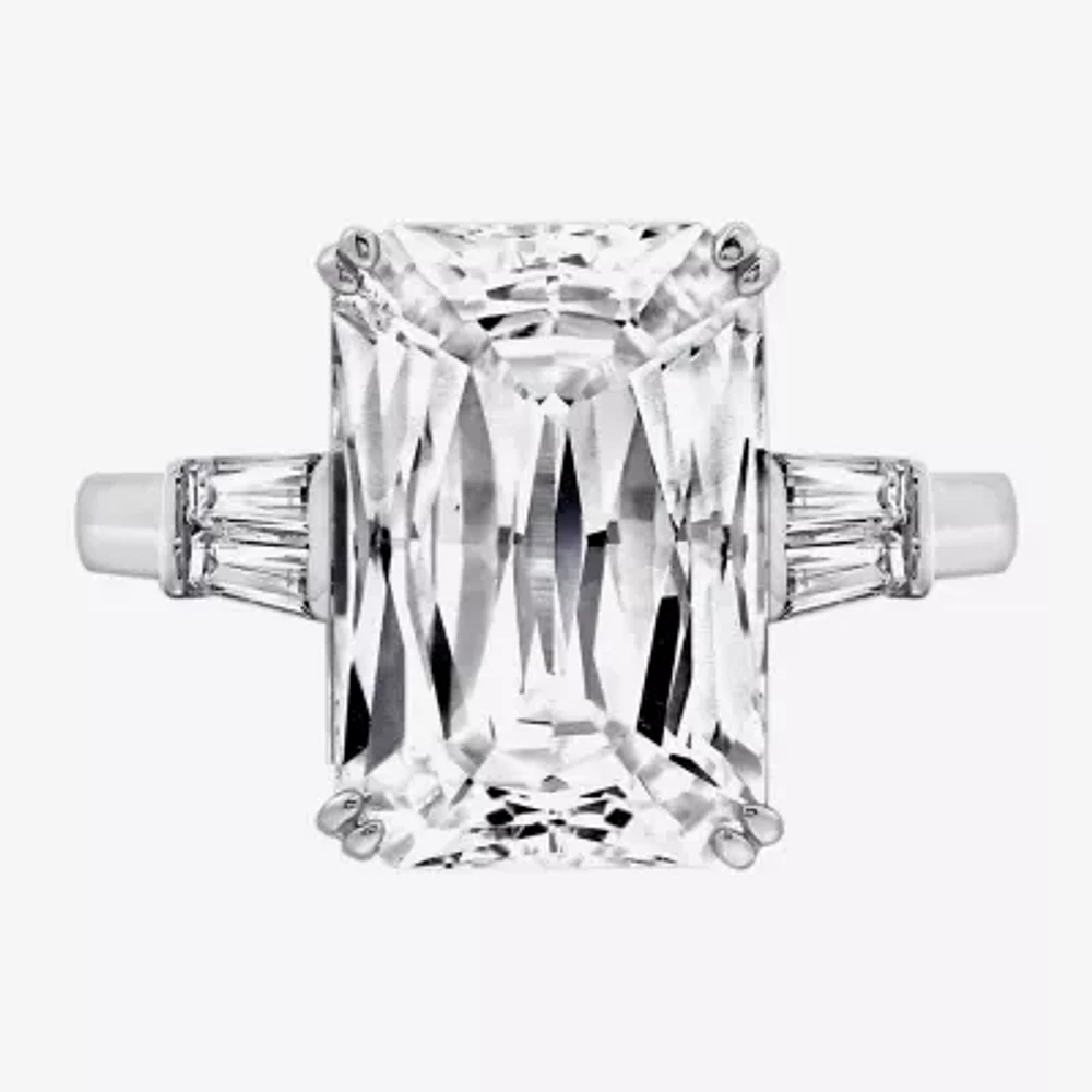 DiamonArt® Womens White Cubic Zirconia Sterling Silver Rectangular Engagement Ring