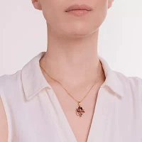 Womens Genuine Red Garnet 18K Gold Over Silver Flower Pendant Necklaces
