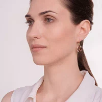 Genuine Red Garnet 18K Gold Over Silver Drop Earrings