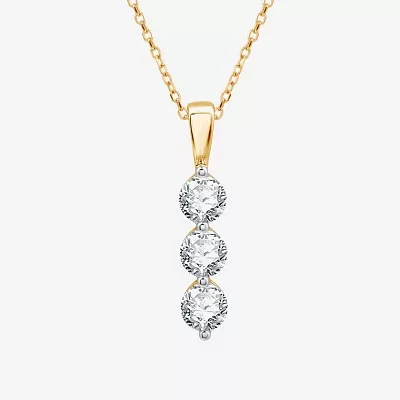 (G / Si1-Si2) Womens 1 CT. T.W. Lab Grown White Diamond 10K Gold Pendant Necklace