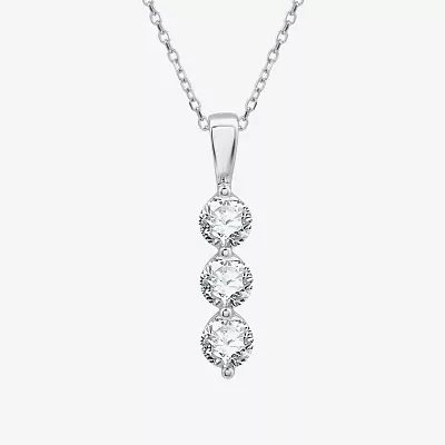 (G / Si1-Si2) Womens 1 CT. T.W. Lab Grown White Diamond 10K White Gold Pendant Necklace