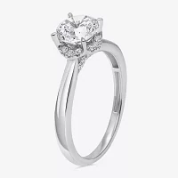 (I / I1) Womens 1 1/7 CT. T.W. Lab Grown White Diamond 10K Gold Round Halo Engagement Ring