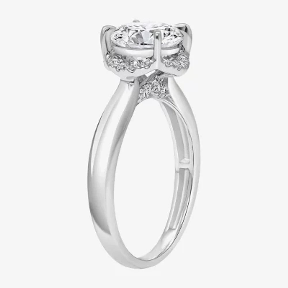2 1/7 Ct.T.W. (I / I1) Womens Lab Grown White Diamond 14K Gold Round Halo Engagement Ring