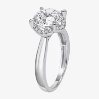 (I / I1) Womens 3 1/7 Ct. T.W. Lab Grown White Diamond 14K Gold Round Halo Engagement Ring