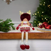 Northlight 16" Plush Girl With Legs Christmas Tabletop Decor