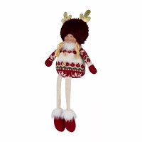 Northlight 16" Plush Girl With Legs Christmas Tabletop Decor