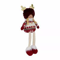 Northlight 16" Plush Girl With Legs Christmas Tabletop Decor