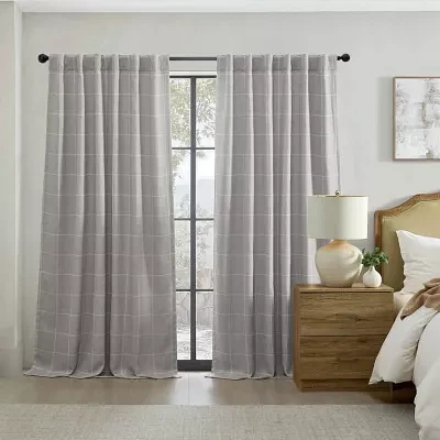 Elrene Home Fashions Sawyer Windowpane Rod Pocket Back Tab Energy Saving Blackout Single Curtain Panels