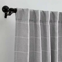 Elrene Home Fashions Sawyer Windowpane Energy Saving Blackout Rod Pocket Back Tab Single Curtain Panel