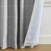 Elrene Home Fashions Sawyer Windowpane Energy Saving Blackout Rod Pocket Back Tab Single Curtain Panel