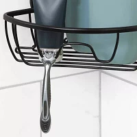 Zenna Home Aluminum Power Grip Black Corner Shower Caddy