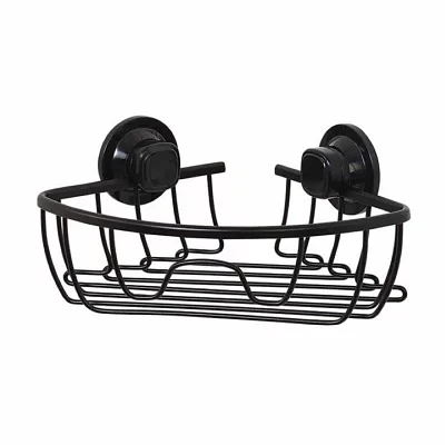 Zenna Home Aluminum Power Grip Black Corner Shower Caddy