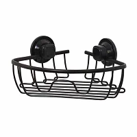 Zenna Home Aluminum Power Grip Black Corner Shower Caddy