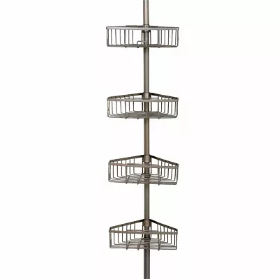 Zenna Home 4 Tier Stainless Steel Tension Pole Shower Caddy