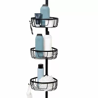 Zenna Home 3 Tier Aluminum Black Tension Pole Shower Caddy